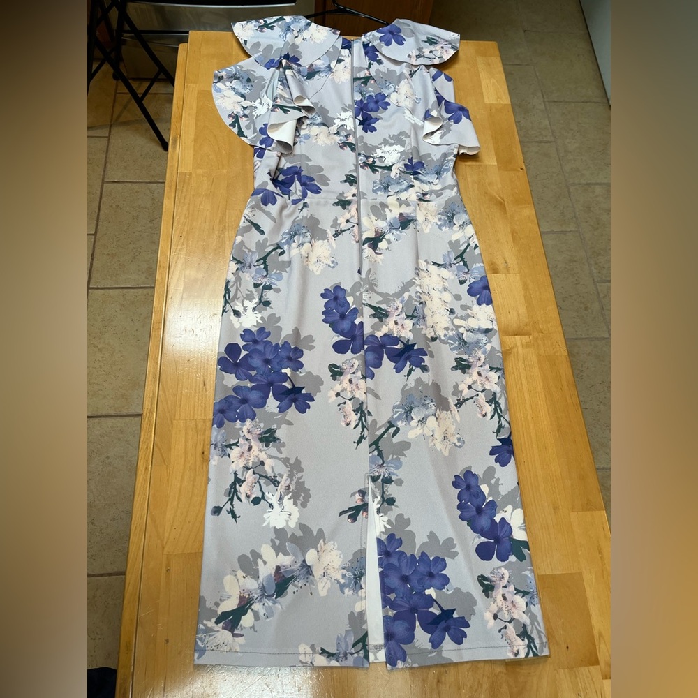 ASOS High Neck Floral Ruffle Midi Dress